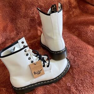 Dr. Martens White and Black Leather Boots